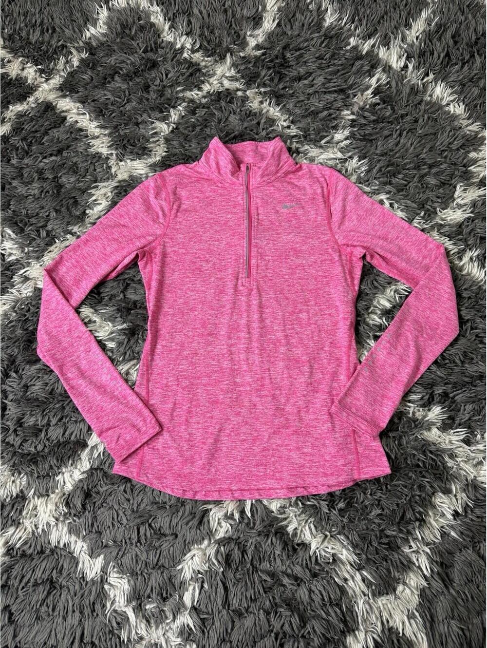 Nike Running Element Dri-Fit 1/2 Zip Pullover Jacket Pink Small Thumbholes
